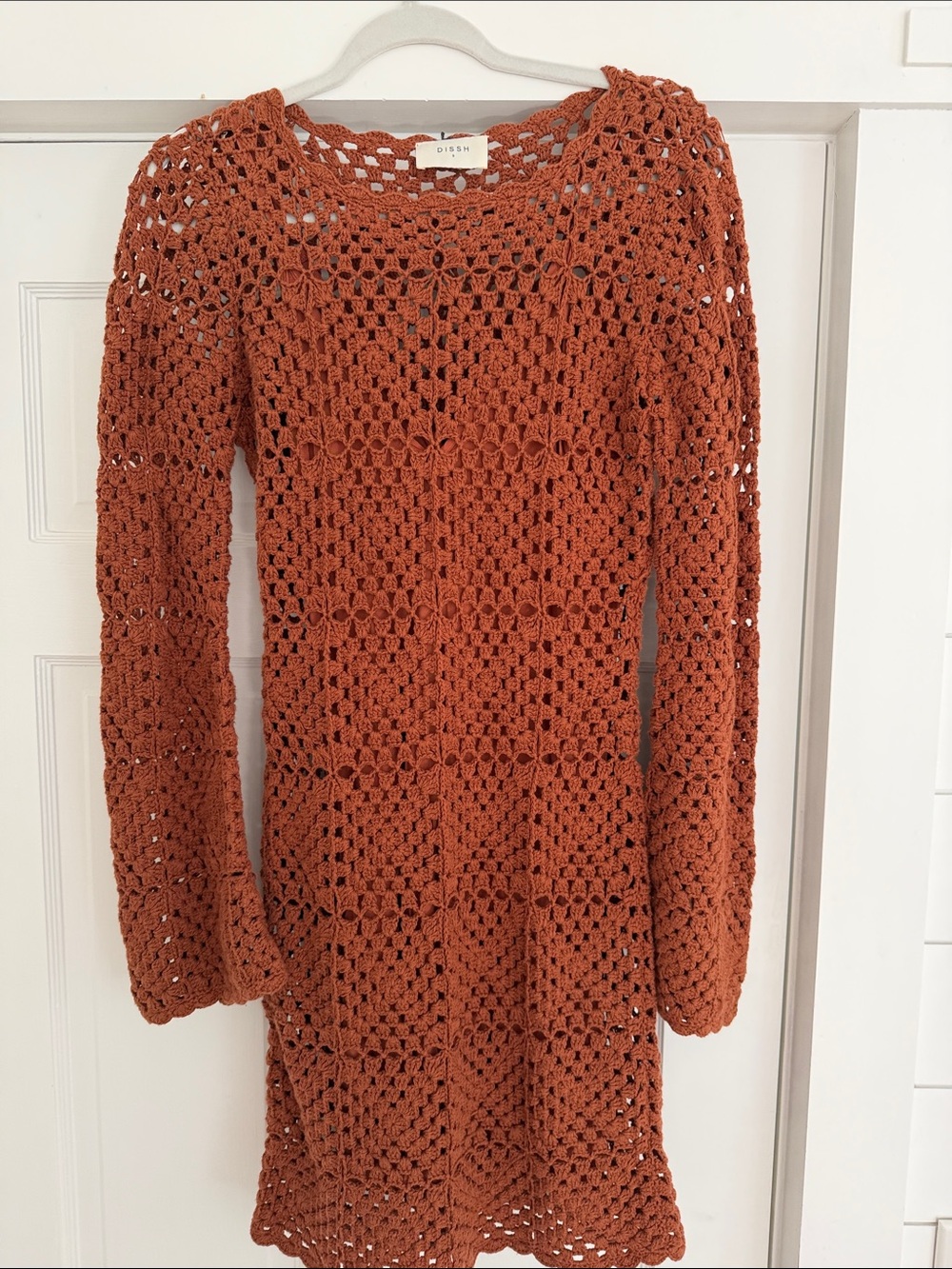 DISSH Rust Crochet Mini Dress